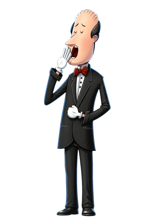 The Shy Butler yawning politely